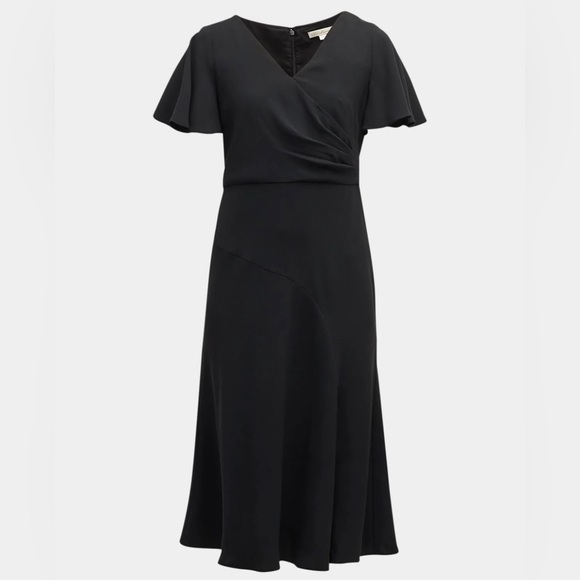 Shoshanna Ophelia Flutter-Sleeve A-Line Midi Dress navy New with Tags - Picture 2 of 3